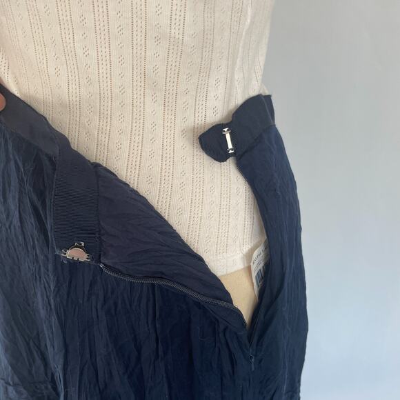 Lauren Ralph Lauren Tiered Midi Skirt Size 4 Navy Blue Flowy Boho Peasant Fairy - Picture 9 of 15
